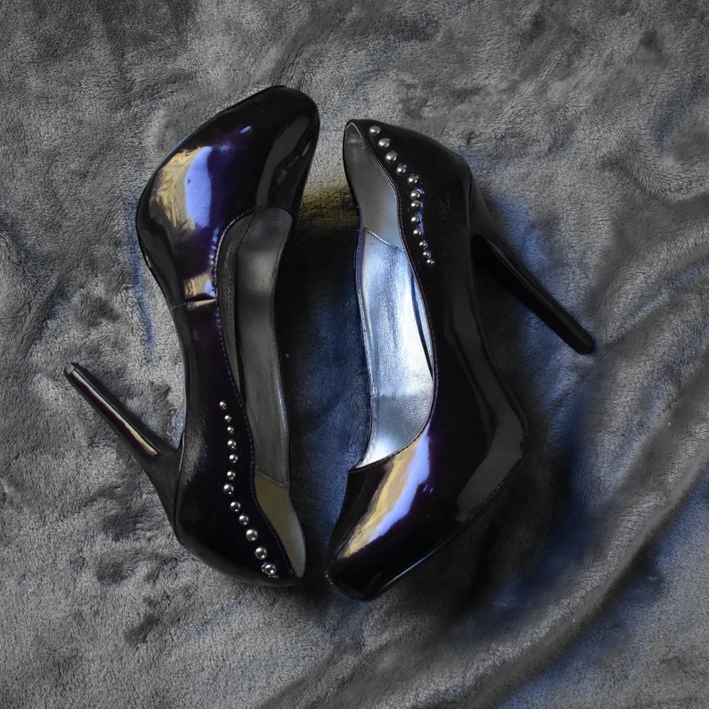 Purple Bolaro Heels with Silver Stud Detail Size 8